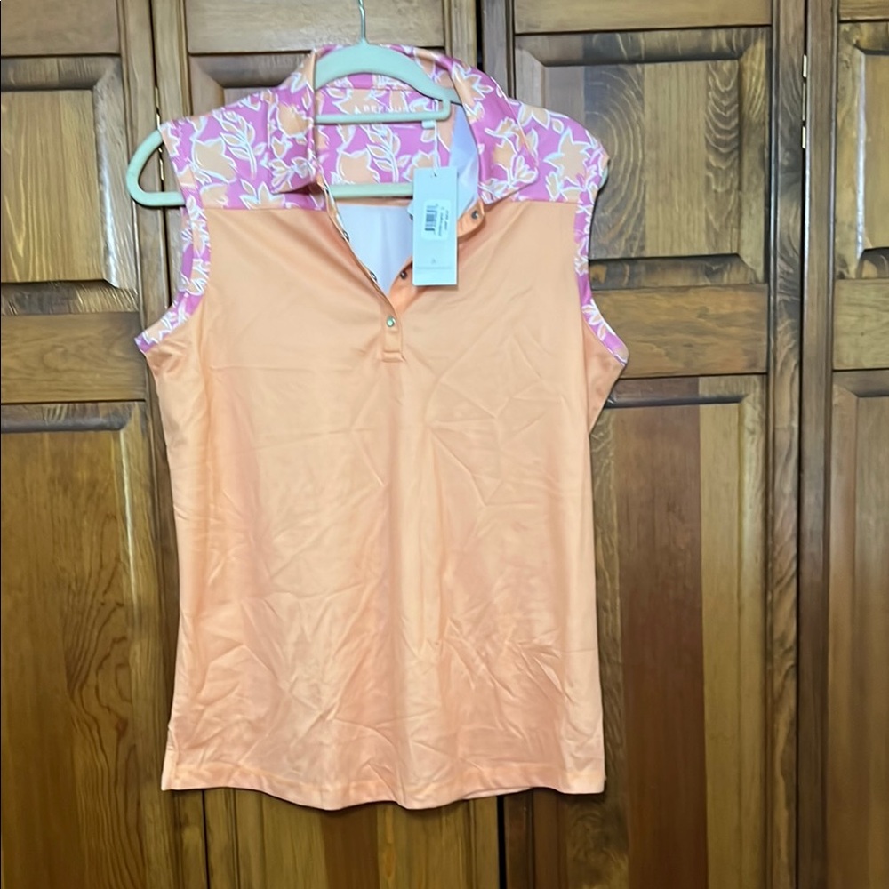 NWT Bermuda Sands Orange Sleeveless Fitted Polo Tank Top